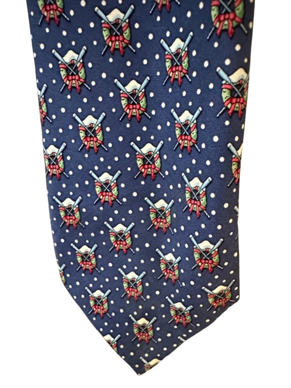 Vineyard Vines Christmas Tie Wreath & Oars Navy Silk Holiday Preppy Men's Tie